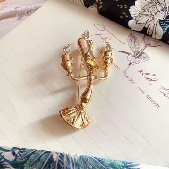 Candle Holder Beauty&Beast Gold Brooch - Picture 8 of 16